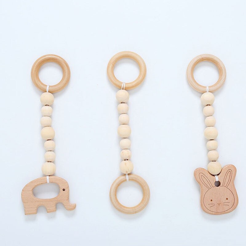 Juego de gimnasio de estilo nórdico para bebé, juguete sensorial con anilla, marco de madera, estante de ropa para habitación infantil, , decoración para habitación infantil, 1 Juego: 5