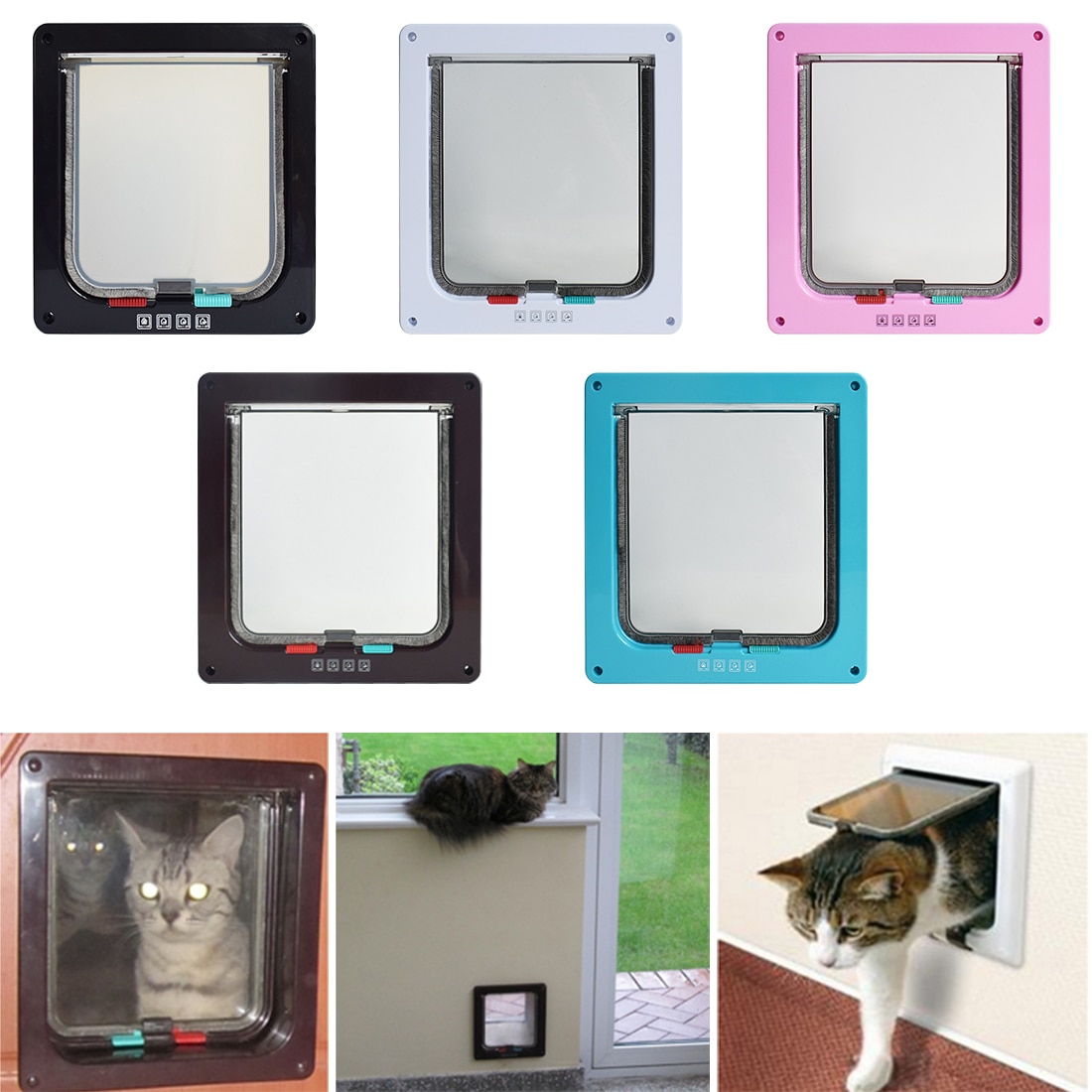 5 Colors Intellgent Control Dog Cat Doors Pet Cat Puppy Dog Gates Door Lockable Safe Flap Door Pet safety products
