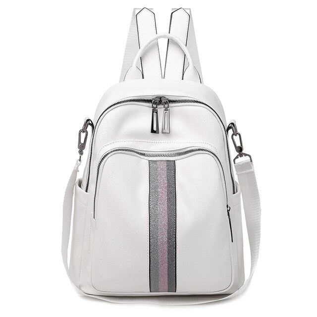 Backpack Women Soft Leather Backpack Female White Travel Back Pack School Backpacks for Girls Sac A Dos: white2