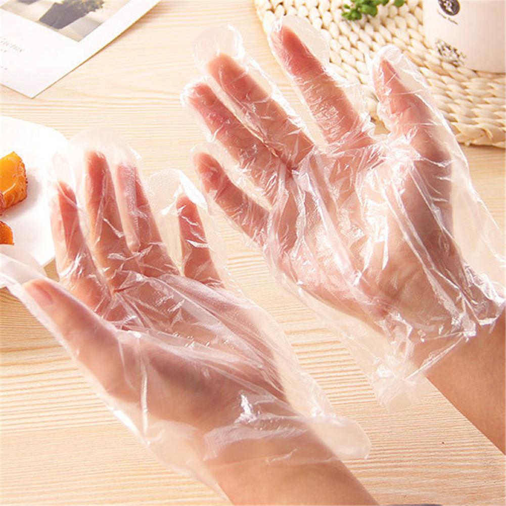 Guantes desechables 100 uds, guantes de cocina para barbacoa, guantes para comida, extraíble transparente, resistente al aceite, guante plástico desechable para limpieza del hogar