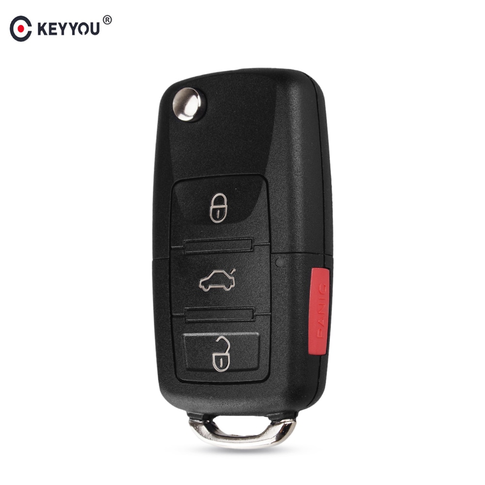 KEYYOU 4 Buttons Replacement Remote Flip Folding Car Key Shell Case Fob For VW Volkswagen Golf MK4 Bora No Blade