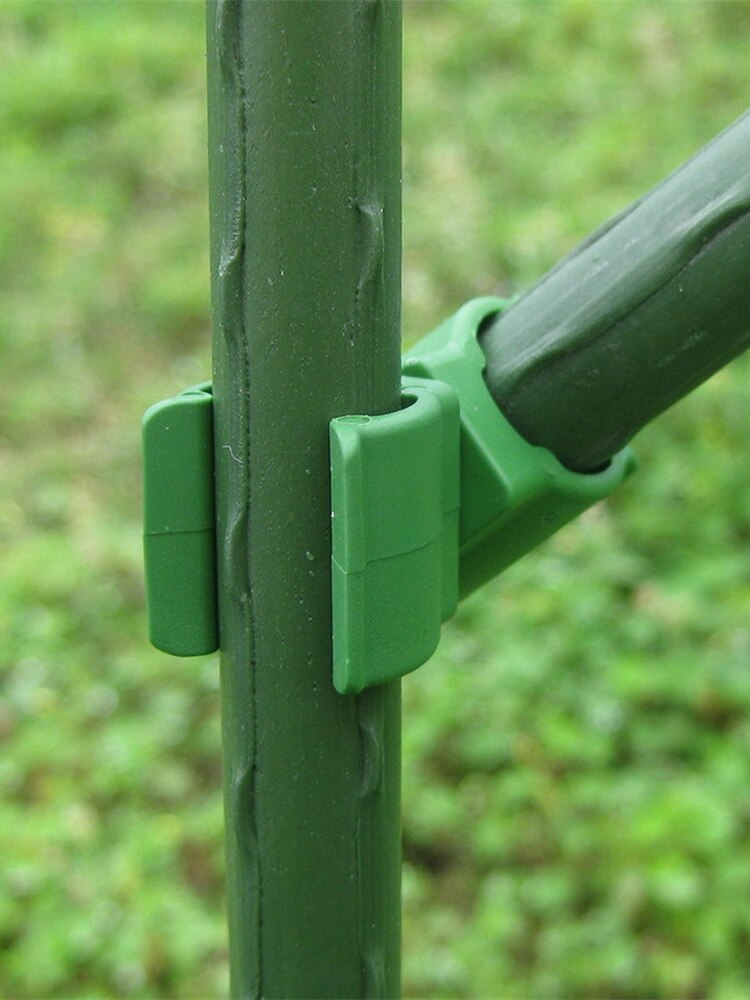 6pc Plastic Fastener Greenhouse Bracket Pole Fixed Clamp 360 Degree Rotaring Garden Plant Grafting Stakes Connector Clip 11mm