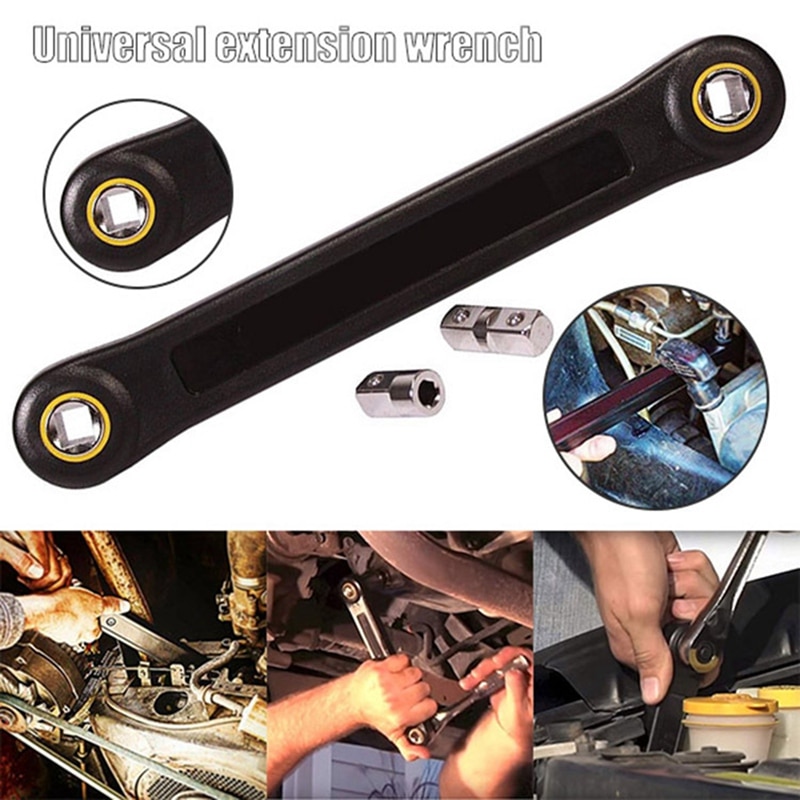 Llave de extensión universal de 3/8 pulgadas, llave para tuercas y tornillos, herramienta automotriz, juego de llaves de bricolaje, herramientas manuales de agarre práctico.