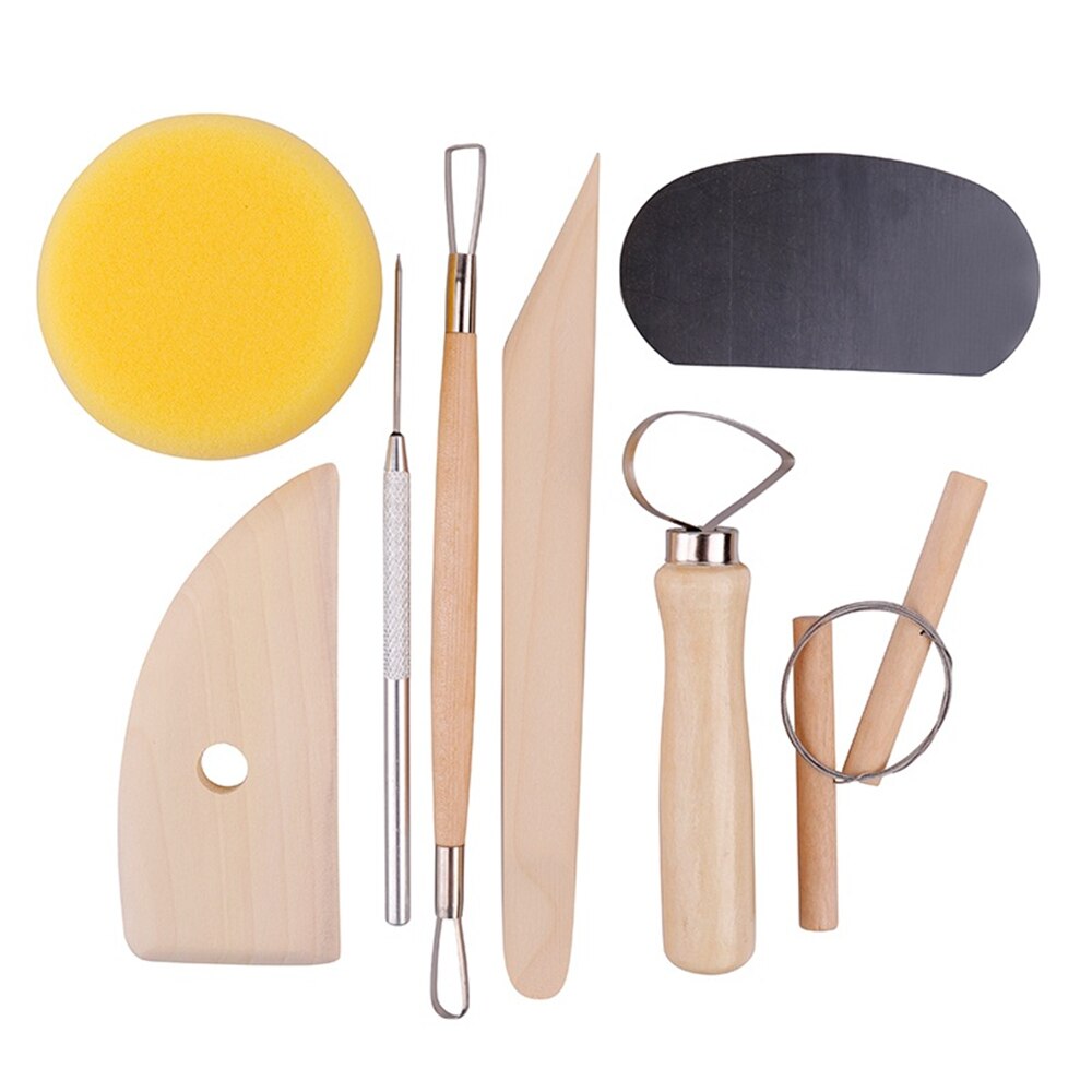8 Piece Set Wooden Clay Ceramics Molding Tools Wood Pottery Trimming Tools