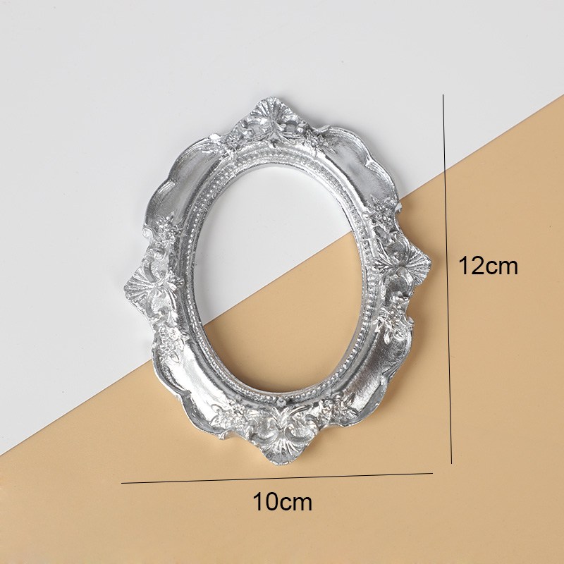 Silver Background Photo Frame para Fotografia, Retro Props, DIY Picture Frames, Studio Room Decor, Jóias Acessórios: Café