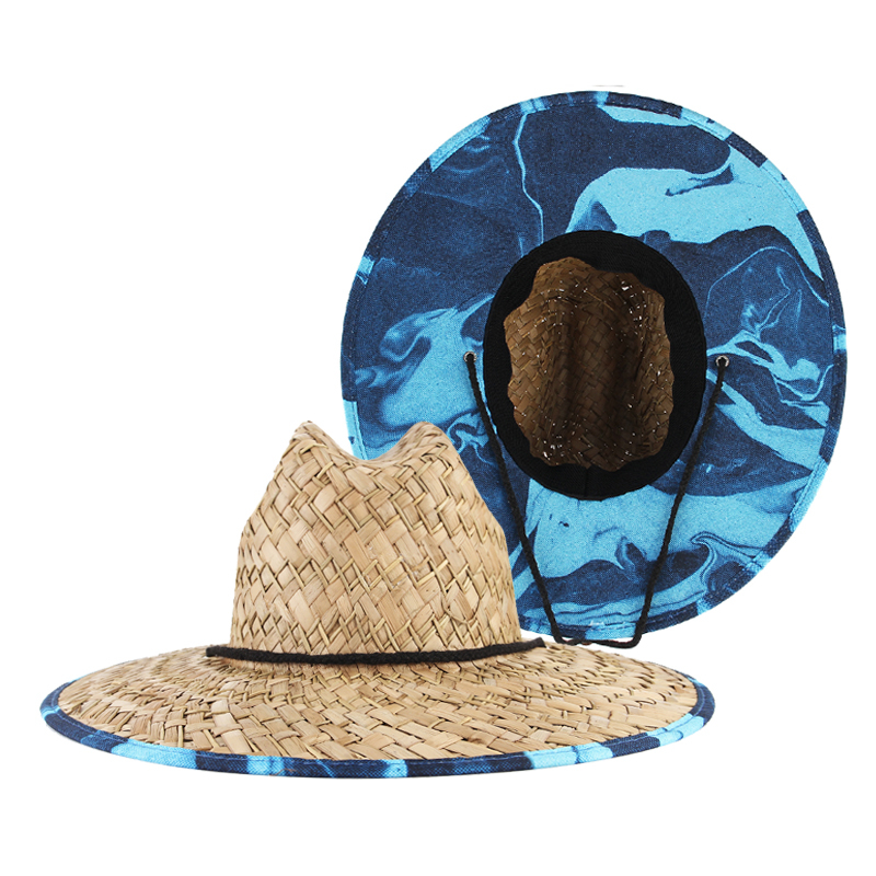 1PC/2pz Nuove Donne Cappello di Salvataggio di Paglia di proprietà Spiaggia Cappello Da suola tutto'aperto Della Boemia Della signora di Modo fedora Cappello Panama: Blu