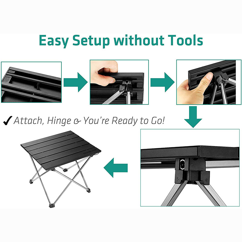 Small Folding Camping Table Portable Beach Table Collapsible Foldable Picnic Table in a Bag Mini Aluminum Table Lightweight Camp