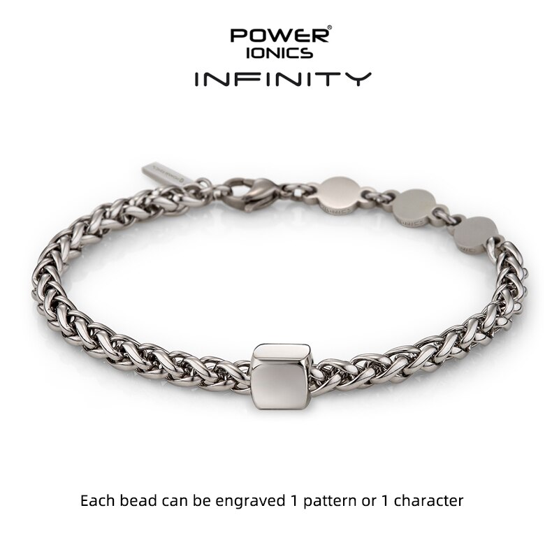 Power Ionics INFINITY Series nuova catena cubana alla moda 5mm uomo donna gioielli moda salute bracciale in germanio regali incisi gratuiti: Basic With 1Bead / L(20cm)