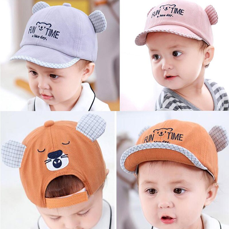 Schattige Baby Hoed Met Oor Cartoon Kids Baby Jongen Meisje Zomer Hoed Verstelbare Baby Peuter Baseball Cap Zonnehoed Motorkap enfant Muts