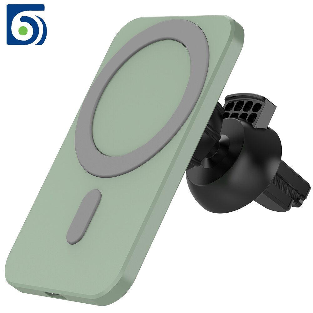 Soporte magnético para cargador de coche inalámbrico, 15W, para iPhone 12 Pro Max magsafe, soporte de teléfono de carga inalámbrica, para iPhone 12 Mini: green