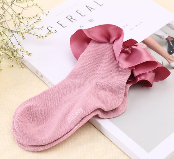 Calcetines de encaje de algodón para bebé y niña, medias cortas de princesa, botines finos de Corea del Sur, de mariposa y princesa: pink Satin / 6 to 8 year