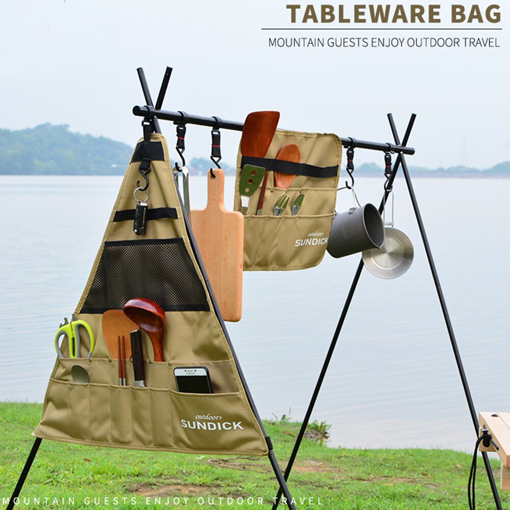 Sundick 900d oxford klut camping piknik servise oppbevaringspose bærbar grill bestikk arrangør utendørs hengende holder poser