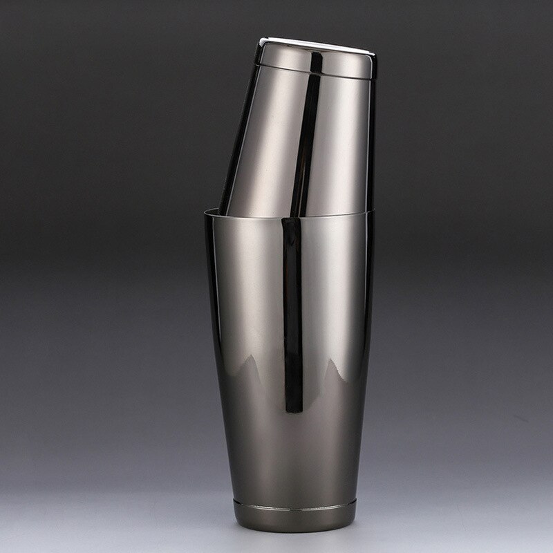 Boston – Shaker à Cocktail, plateaux à secouage pondérés, plaqués or/cuivre, finition noire/miroir, outils de bar haut de gamme: Black Finish
