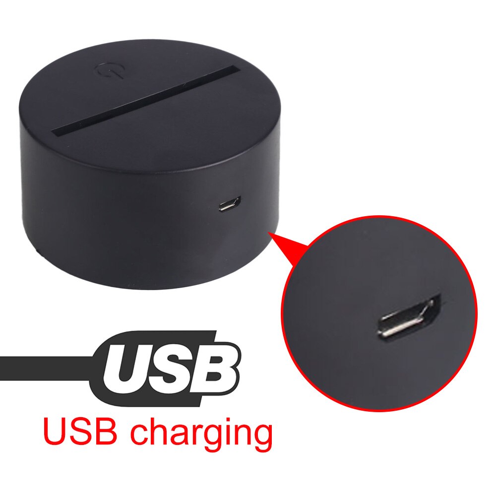 Akryl lampesokler usb kabel berøringsbryter moderne 3d ledet nattlampe sokkel 7 fargejuster lysende tilbehør