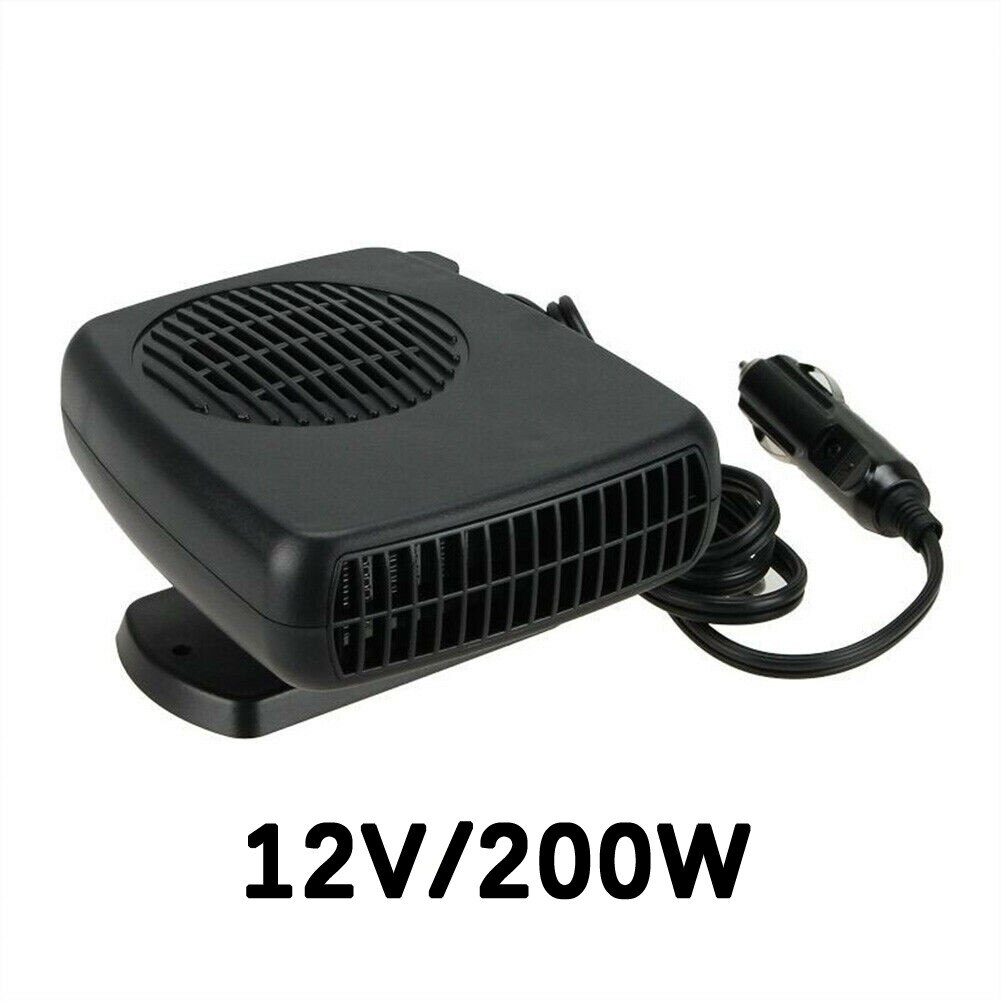 Calentador eléctrico portátil para coche, desempañador de escarcha, 12/24V, 200W, parabrisas, rotación de 360 grados, ABS, calefacción, ventilador de refrigeración: 12V