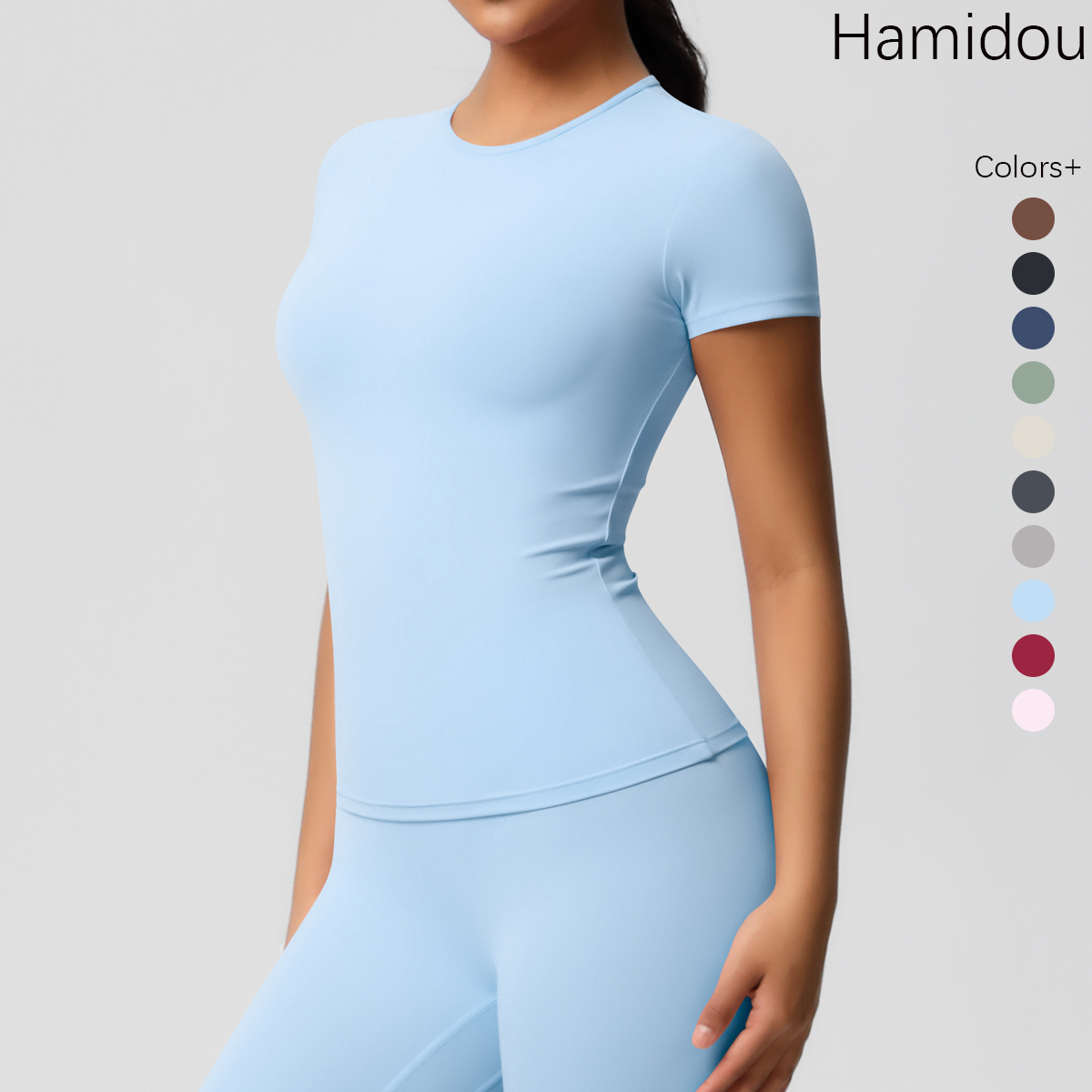 Trening tørr passform pustende høy elastisk sportstopp treningsstudio treningstøy t-skjorte kvinner uformelt utendørs topp