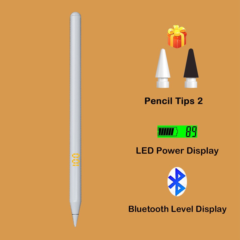 Peilinc Pencil Stylus pen for iPad, Handy Bluetooth Shortcut, Battery Level Display Tilt Palm Rejection for -2022 Apple iPad: Pen1 White Tip2