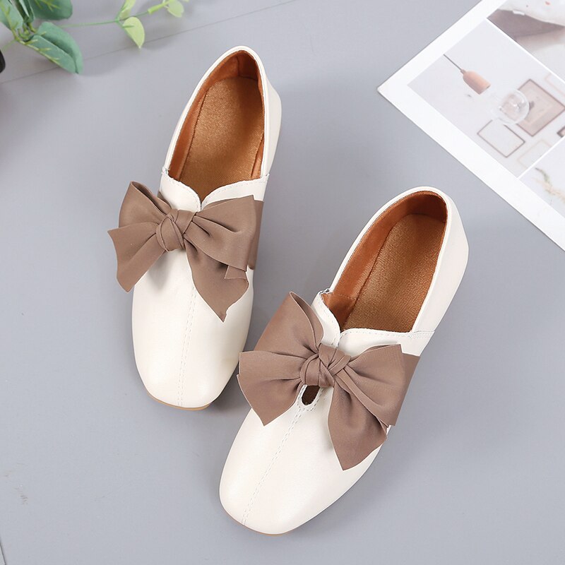 Zapatos informales con lazo para mujer, alpargatas planas de cuero, zapatos estilo oxford para dama, tacones cuadrados a la , sin cordones