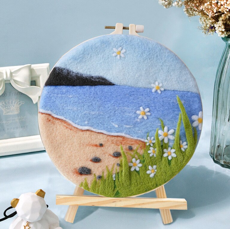 No Finish Wool Painting Landscape Needle Felting Painting Wool DIY Kit Craft Kit Felting Supplies For Women Beginner