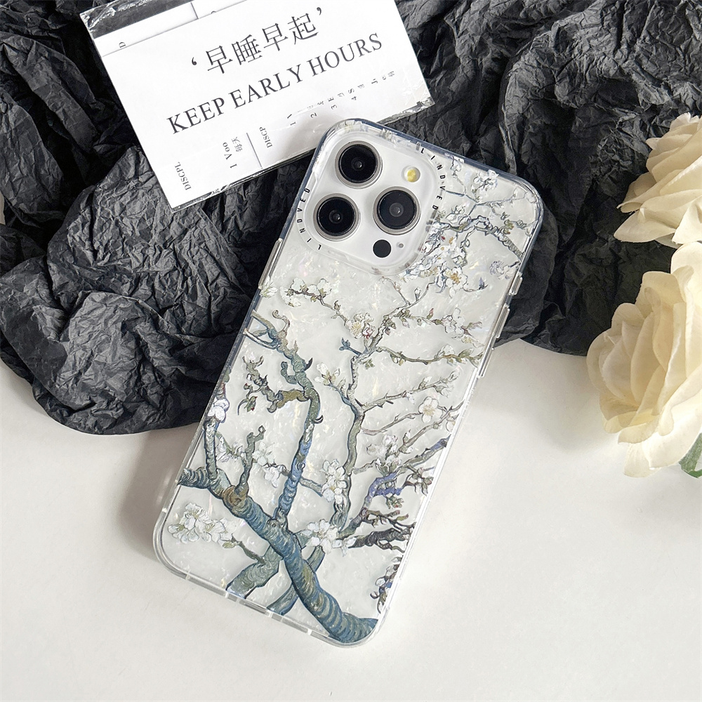 Funda de teléfono de flor de albaricoque a la para iPhone 16 15 Pro 11 13 14 Pro Max, Fundas de silicona a prueba de golpes con flores bonitas, Funda para mujer