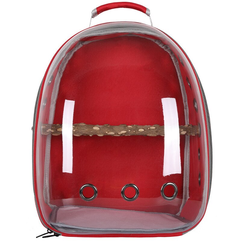 Zaino da viaggio per pappagalli per animali domestici gabbia per uccelli trasparente grande scatola di trasporto per cabina portatile zaino grigio: Rosso