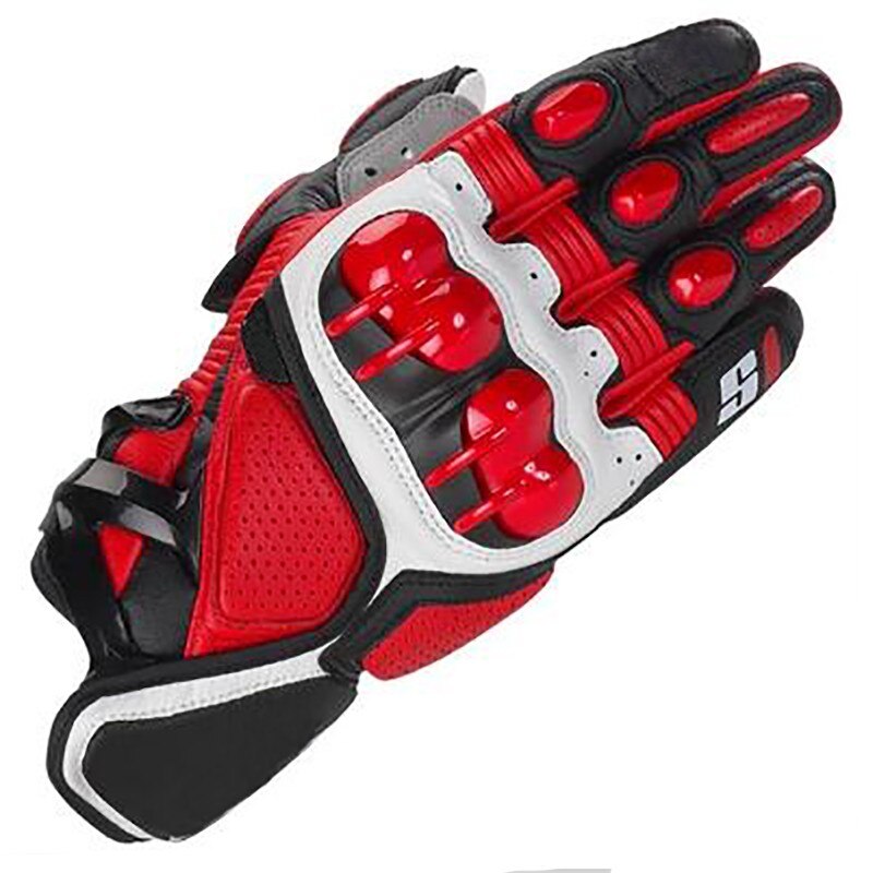 Moto gp pro S1 Racing Gloves Alpine Motocross Motorcycle Short Gloves Black Stars Leather Motorbike Gloves: Red / L