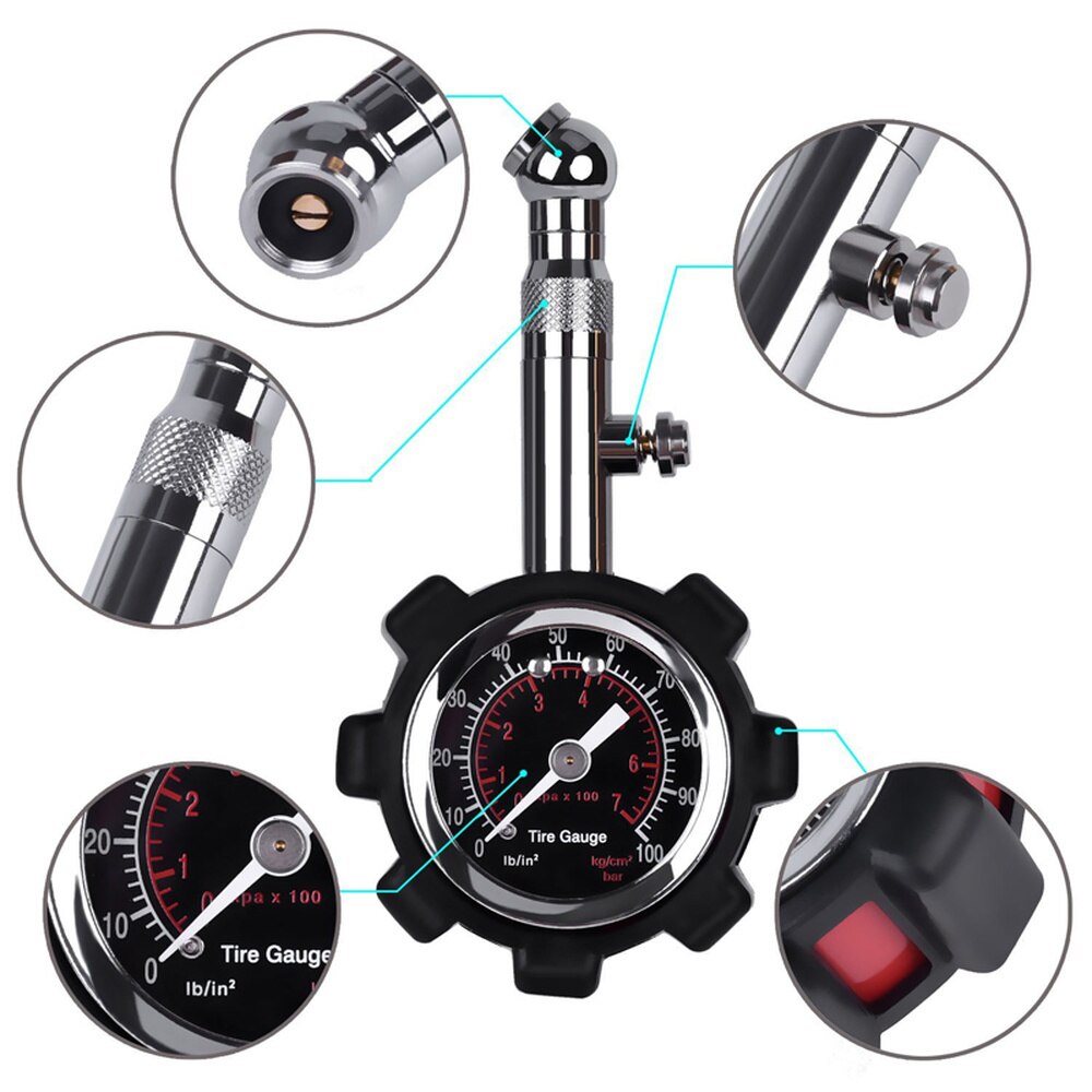 Dsycar Hoge Nauwkeurigheid Bandenspanningsmeter Zwart 100 Psi Voor Nauwkeurige Auto Luchtdruk Tyre Gauge Voor Auto Truck En motorfiets