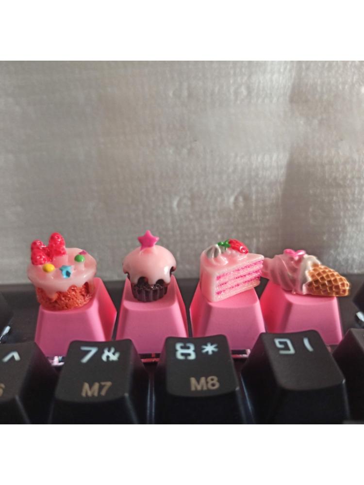1pc diy pbt-toetskappen roze schattige taart-ijsjes voor mechanische toetsenborden  r4 hoogte 35ea