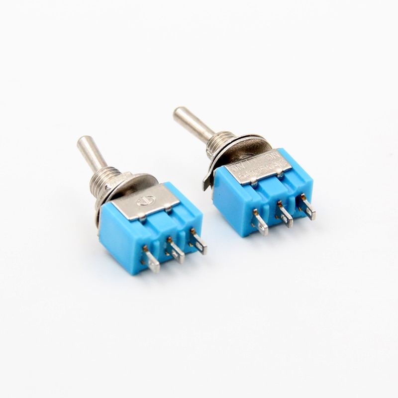 P55 Mini toggle switch ON Blue rocker switch 2 position 3 pins 2 way lever switch 6mm Long Flat handle 2A/250V 6A/125V