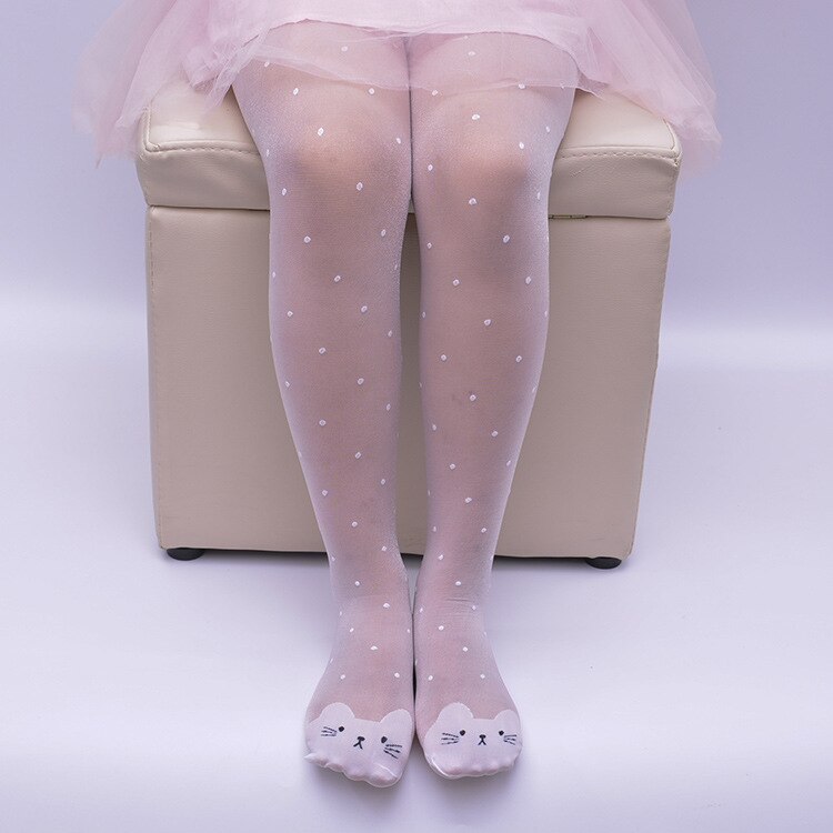 Ultra-thin Stockings Girl Pantyhose Bottom Pantyhose Children Candy Lace Dot Baby White Dance Stockings