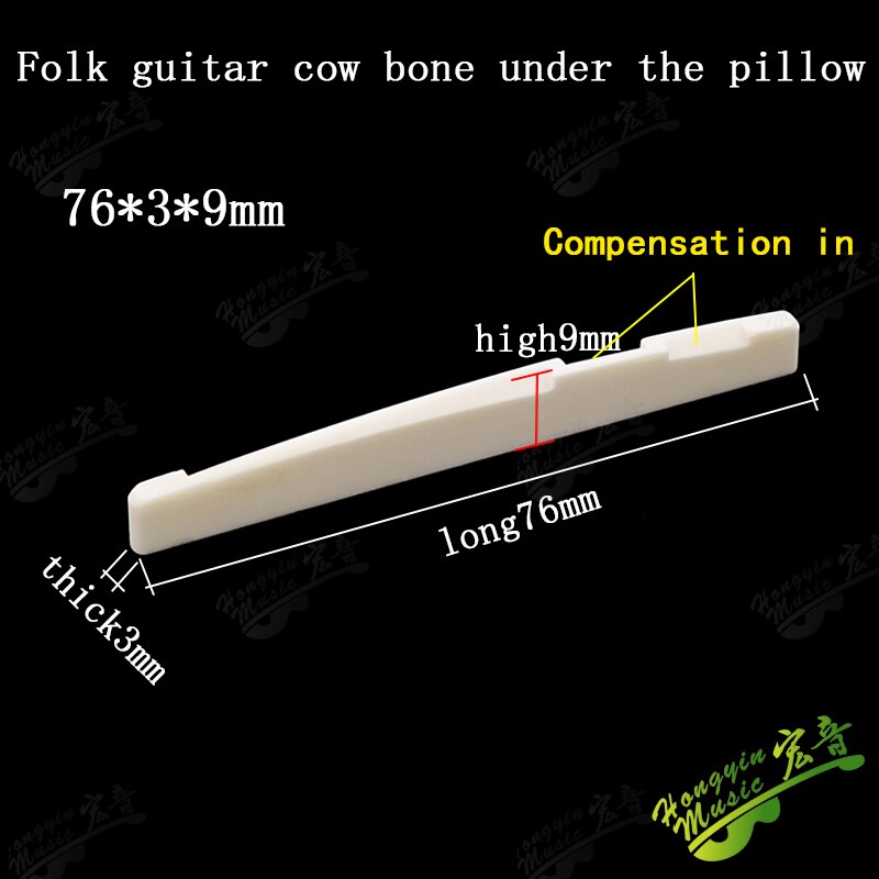 1 SET Ox bone 6 String Guitar Bridge Saddles Part For Folk Acoustic Guitar single saddle 72mm 74mm 76mm 80 100mm 43mm nut blank: 76MM x 3MM x 9MM