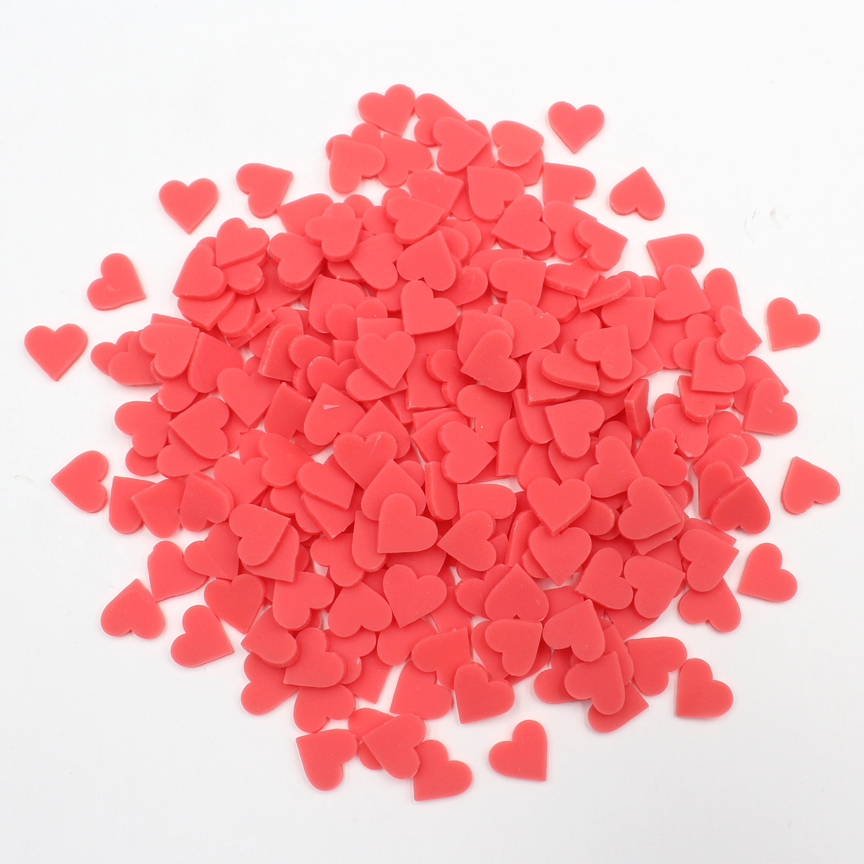 100g/lot Red Heart Slices Polymer Clay Loving Hearts Soft Pottery for Toy Decoration DIY Crafts Filler Accessories