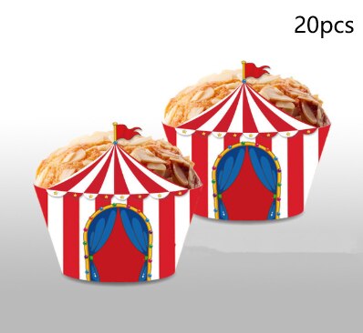 10Set Circus Carnaval Cupcake Wrapper Toppers Baby Shower Kids Gunsten Papier Wrappers Toppers Gelukkige Verjaardag Feestartikelen: C