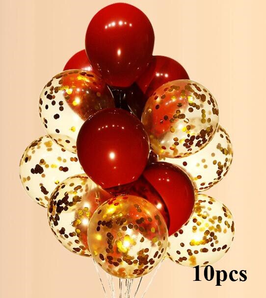 10pcs/lot Clear Balloons Gold Star Foil Confetti Transparent Balloons Happy Birthday Baby Shower Wedding Party Decorations: gold red