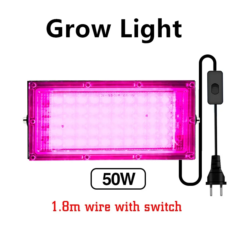 Lampe horticole de croissance LED, 50/100W, AC 220V, pour serre/chambre de culture, éclairage pour plantes: Argent