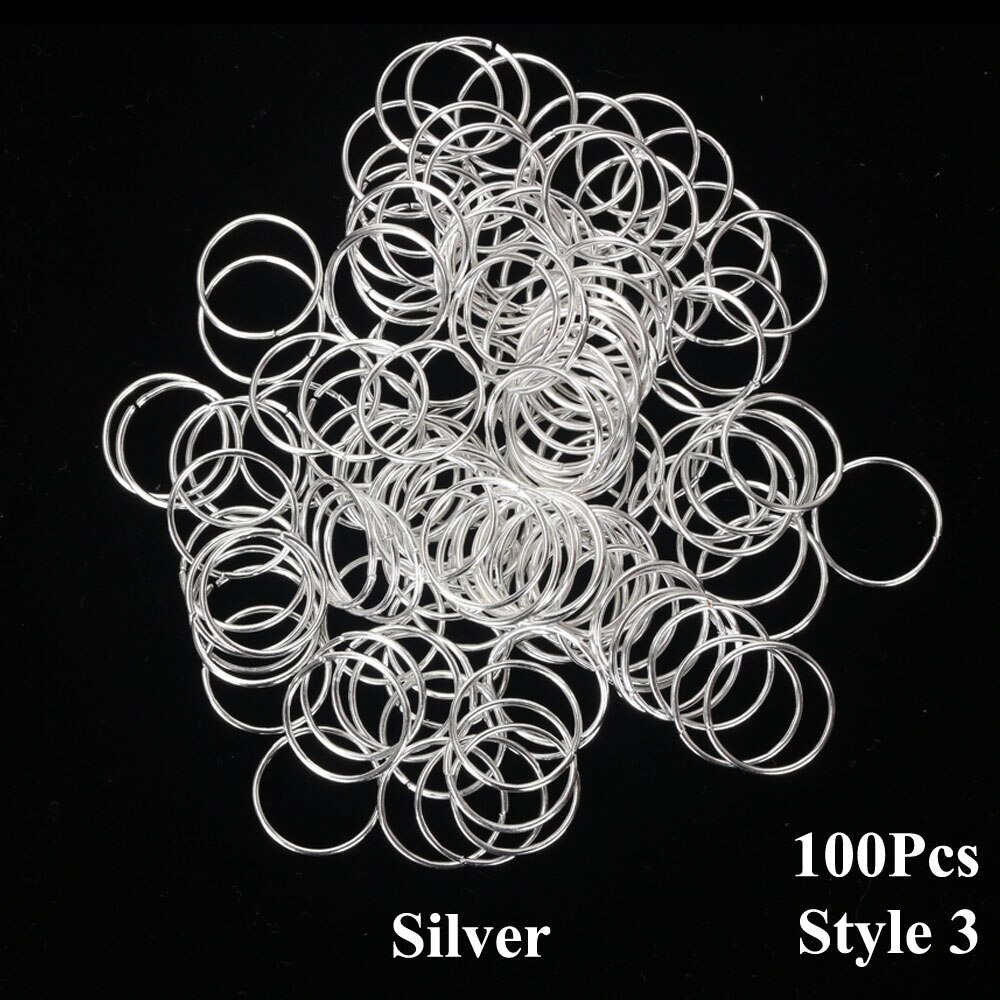 100 unids/lote de anillos para el cabello chapados en oro y plata para trenzas, cuentas ajustables para el cabello, trenza de Metal, accesorios de joyería para el cabello para trenzas: style3 silver