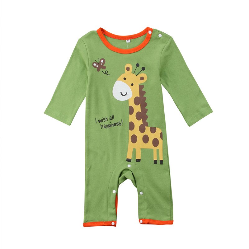 Neue Baby Mädchen Kleidung Jungen Karikatur Tiere Gedruckt Langarm Strampler Kleinkind Gesamt Neugeborenen Outfits