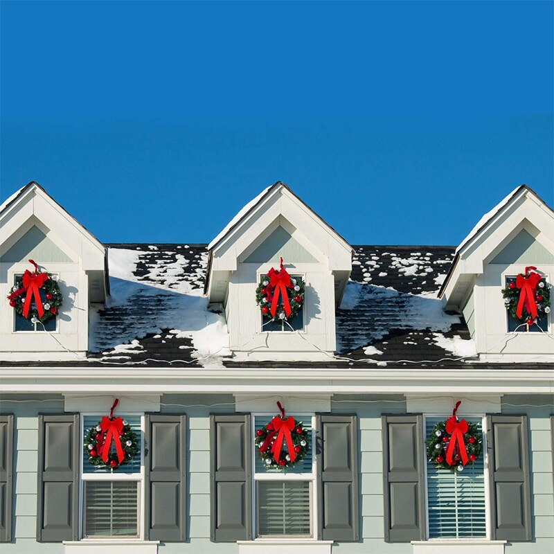 Rouge flanelle noël arcs 10x16 pouces 12 Pack noël guirlande arcs pour arbre de noël guirlande fenêtre mur grands , Indo