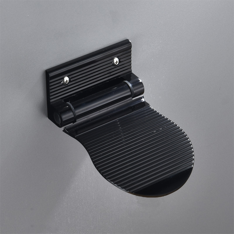 Foldable Bathroom foot pedals Shower Footstool Space Aluminium Black/Silver Wall Mounted Shower Foot Rest Pedestal Hardware