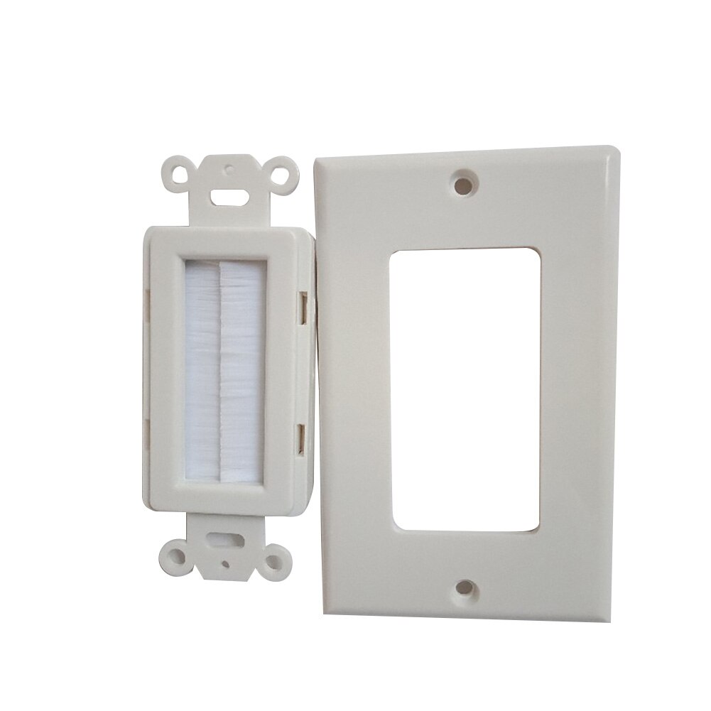 Cable Pass Through Panel Brush Plate Multifunctional Durable ABS Anti Dust Home Outlet Mount Single Gang White Wall Socket