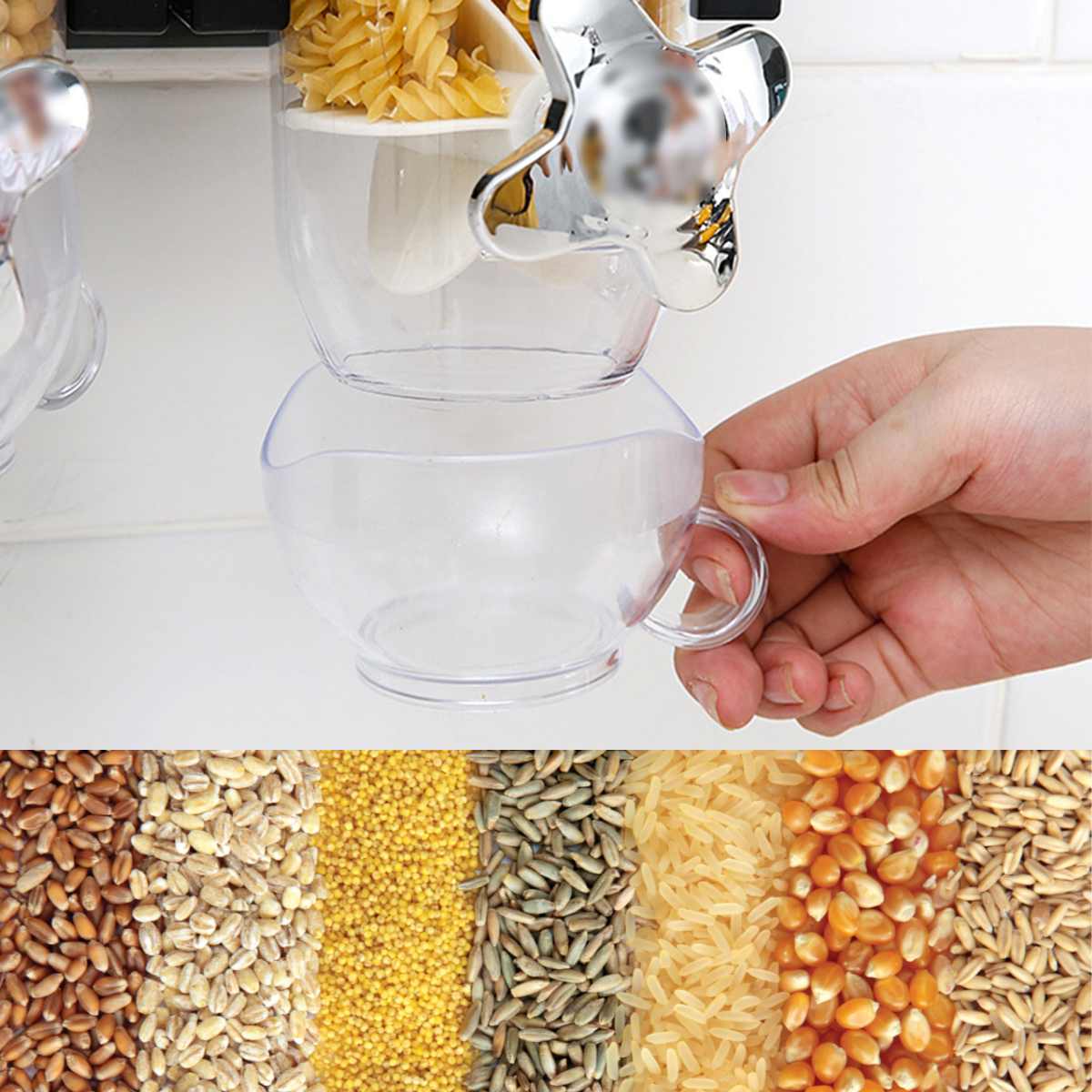 3L Wall Hanging Sealed Storage Tank Kitchen Grain Distributor Food Storage Barrel Cereal Machine wall-mounted storage tank