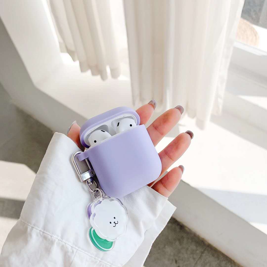 Per AirPods 2 Caso Corea del Simpatico Orso Del Fumetto di Caso di aria baccelli di lusso Fiore Portachiavi Auricolari In Silicone per il Caso di apple air baccelli copertura