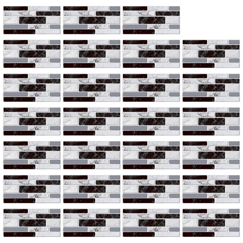 27pcs 3D Tile Stickers Self Adhesive Kitchen Floor Wall Sticker Bathroom Decor H051: 23