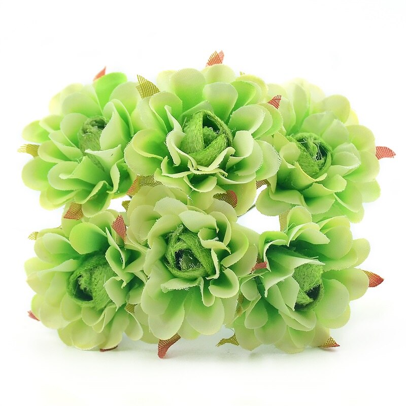 Bouquet de pavot en imitation soie artificielle, 6 pièces, bon marché, décoration de mariage, de noël à domicile, couronne à faire soi-même, application artisanale: green
