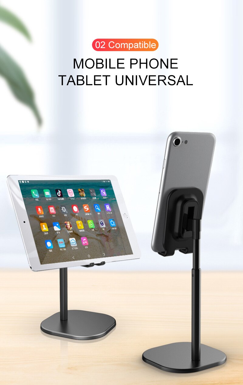 Verstelbare Mobiele Telefoon Desk Stand Houder Aluminium Desktop Draagbare Universele Tafel Houder Voor Iphone Ipad Huawei