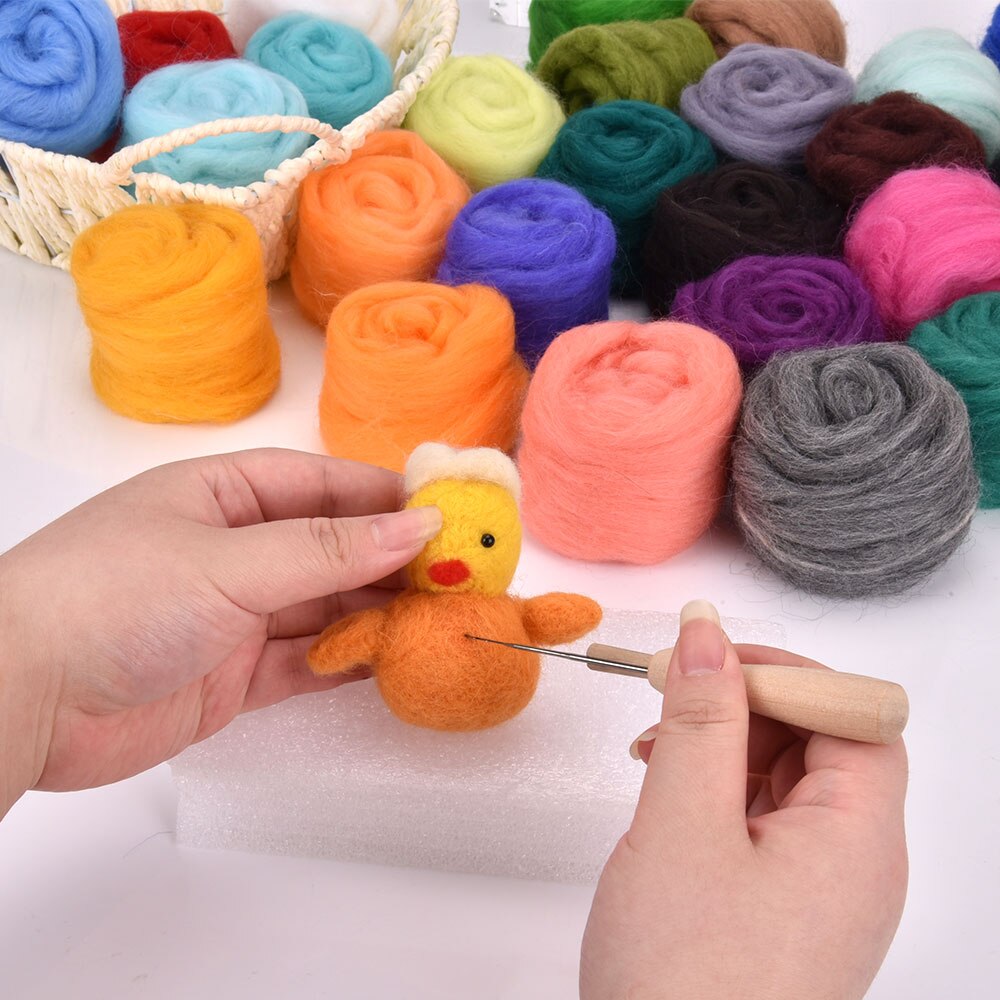 30/50 Colors DIY Wool Felting Kit Mixed Color Handle Needle Felting Tools Handmade Felt Needle Set Fabric Materials Handcraft