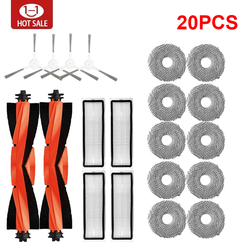 Para xiaomi robô vácuo s20 +/s10 plus/s10 +/b108gl/b105/b108cn b113cn peças acessórios filtro principal escova lateral mop: Cinza escuro