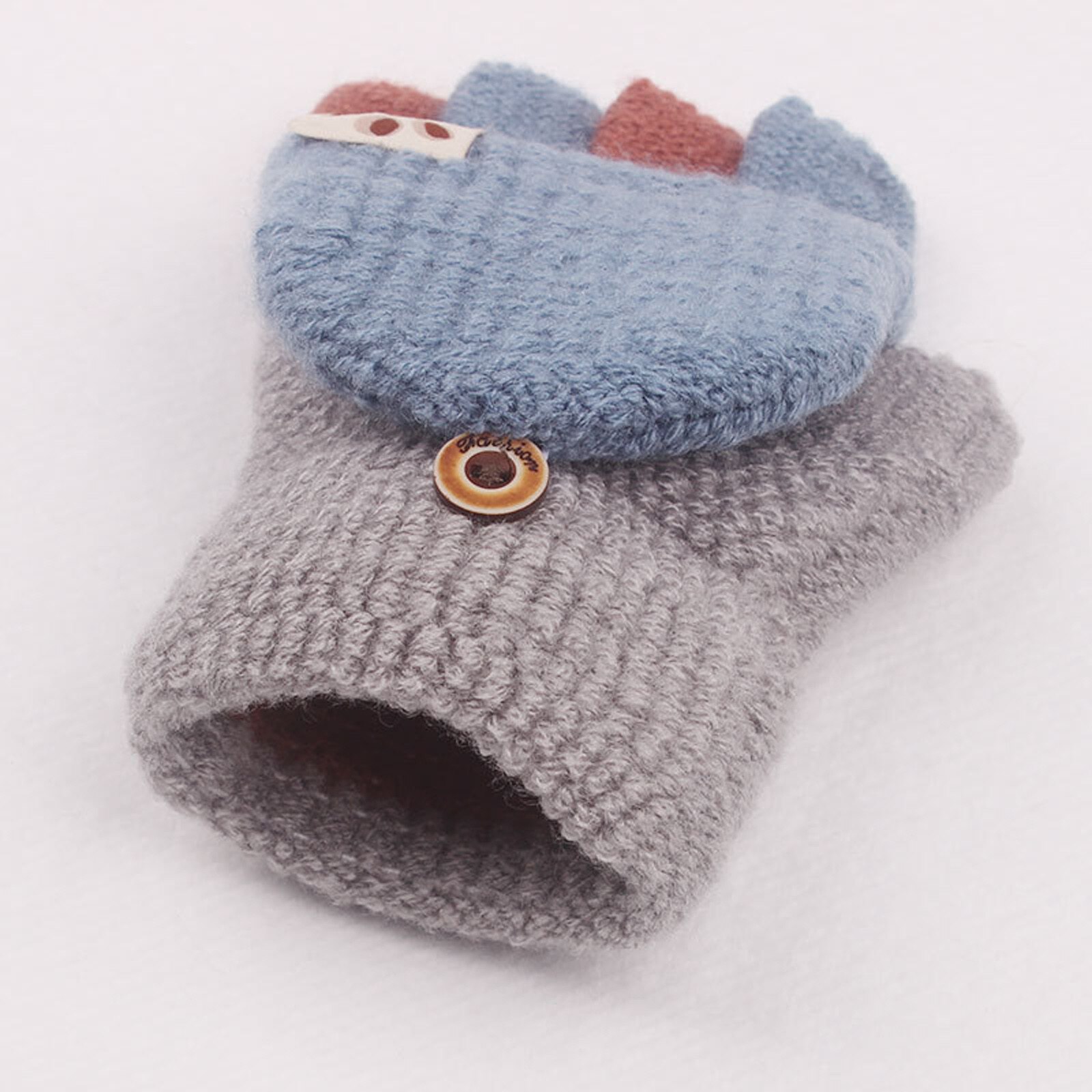 Kinderen Handschoenen Winter Soft Convertible Flip Top Handschoenen Kids Baby Winter Warm Knit Vingerloze Mitten Knit Vingerloze Wanten Handschoenen