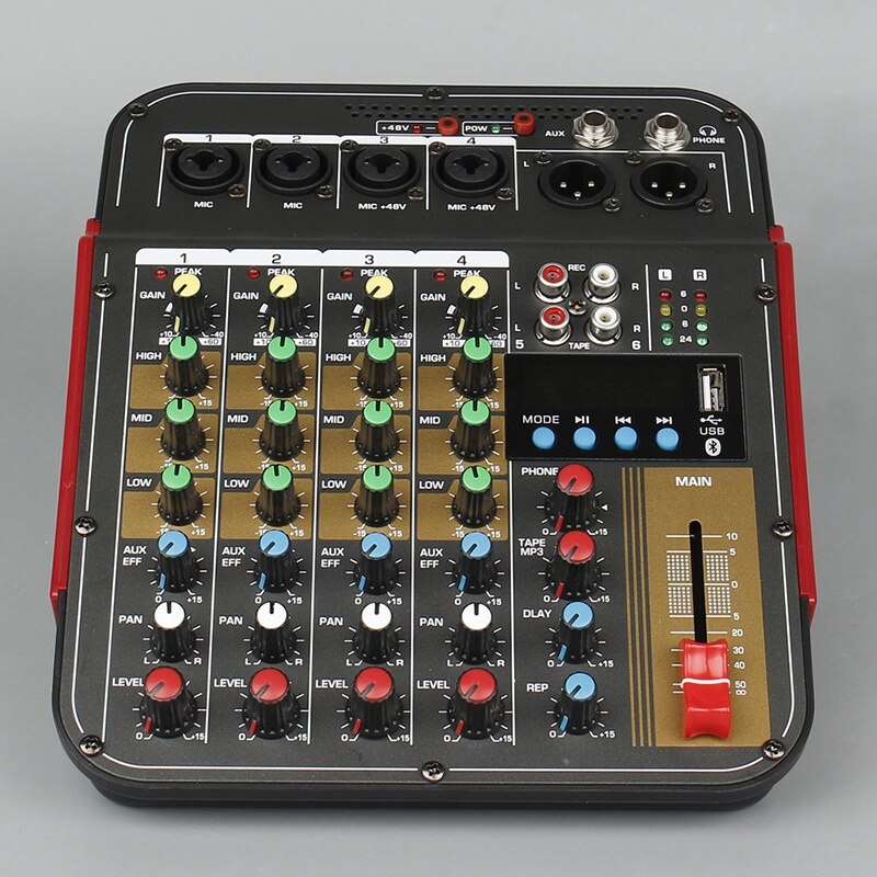 TM4 Digital 4-Channel o Mixer Mixing Console Built-In Phantom Power with o System for Studio Recording(EU Plug)