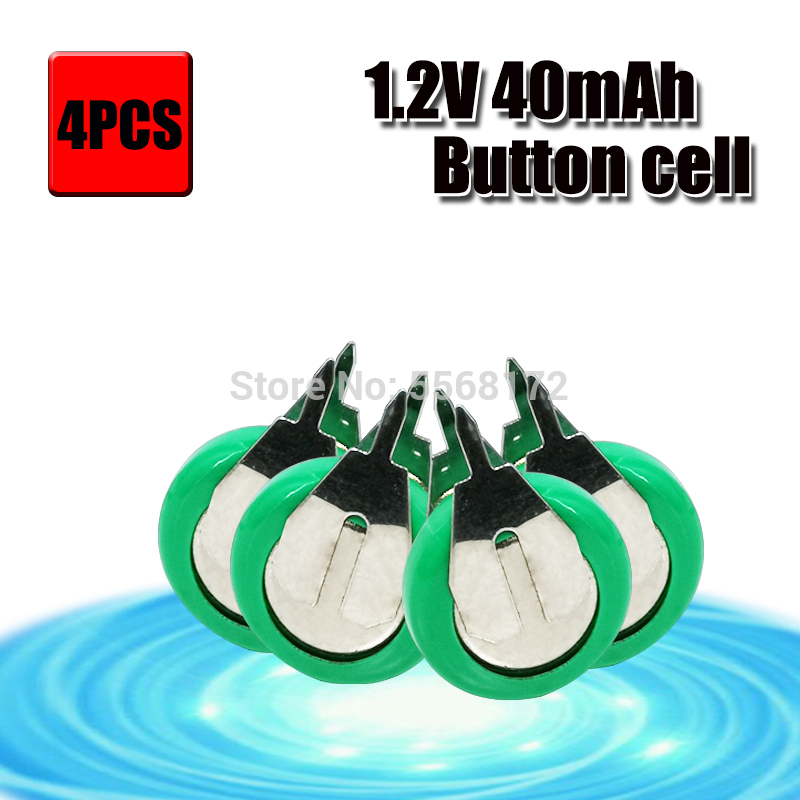 Original Brand 1.2V 40mAh Ni-MH Rechargeable Button Cell Battery Ni MH Batteries With Pins: 4pcs